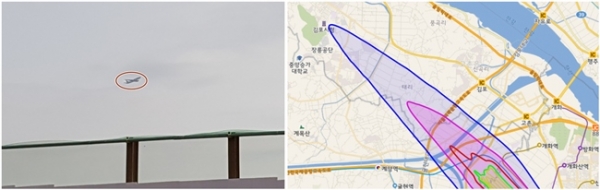 현대건설의 김포 걸포면 '힐스테이트 리버시티'는 항공소음대책지역에서 거리가 있으나 김포공항에서 이륙한 항공기의 발생 소음이 적잖이 신경이 쓰인다고 현지인은 전했다. (사진=돌직구뉴스)