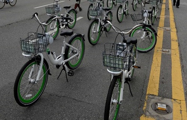 도로를 점령한 자전거 모습. / 뉴시스