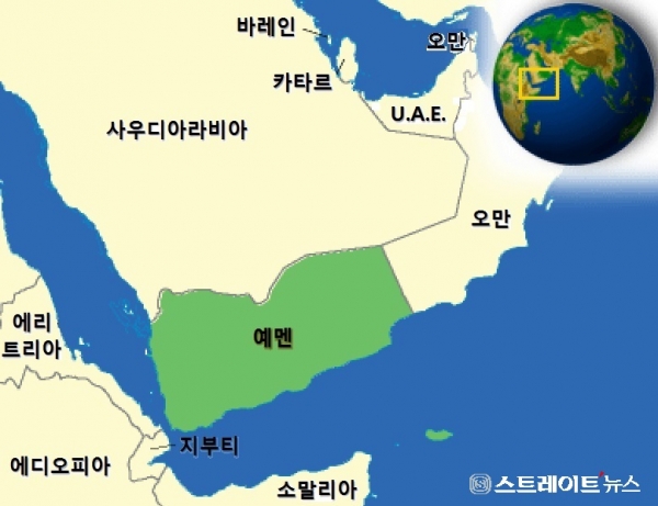 예멘의 지정학적 위치 ⓒ스트레이트뉴스/그래픽:김현숙