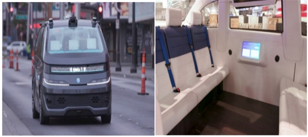 라스베가스 도로를 시험 주행하는 로봇택시 ‘아우토놈 캡(Autonom Cab)’ (출처:나비야)