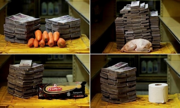 베네수엘라의 하이퍼-인플레이션 실태(두루마리 휴지 한 롤을 사려면 휴지보다 더 많은 지폐가 필요하다) ⓒ스트레이트뉴스/디자인:김현숙