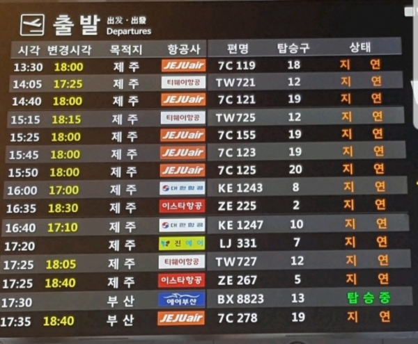 김포공항은 태풍 링링으로 중단한 국내 여행기 운행을 오후 5시 30분 재개했다.