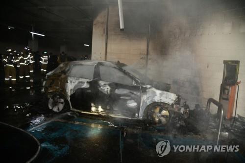 대구 아파트 지하주차장서 발생한 코나EV 화재. 연합뉴스