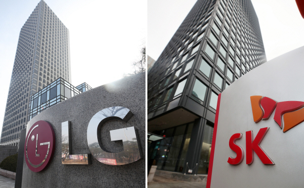 LG와 SK의 전기차 배터리 영업비밀 침해 분쟁이 LG측의 완승으로 귀결됐다. 사진은 11일 LG와 SK 본사 건물 모습. 연합뉴스