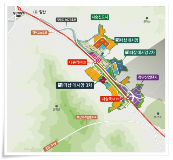 '양산 사송 더샵 데시앙 3차'의 입지 (자료 : 태영건설)