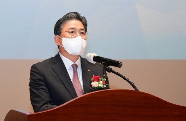정승일 한국전력공사 사장이 지난 6월 1일 전남 나주 한전 본사에서 취임사를 하고 있다. (사진=한전)