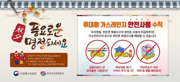 한국가스안전공사는 추석 연휴 음식 조리 등으로 가스사용량이 증가함에 따라 사고 개연성이 높아져, 사고예방을 위해 국민 모두 쉽고 간단하게 지킬 수 있는 안전 수칙을 안내한다고 밝혔다. (사진=한국가스안전공사)