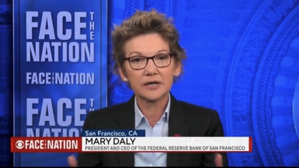 현지시간 10일 CBS 페이스 더 네이션(Face The Nation)에 출연한 메리 데일리(Mary C. Daly) 샌프란시스코 연방준비제도 총재(메리 데일리 총재 트위터 캡쳐)