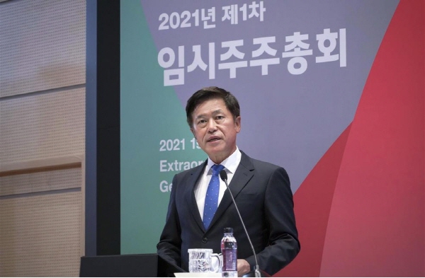주주총회 참석한 박정호 SKT CEO.