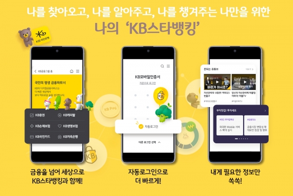 KB국민은행은 자사의 KB스타뱅킹 앱을 전면 개편해 계열사 6곳의 서비스를 망라하는 종합 플랫폼으로 변신시켰다.(제공=KB국민은행)