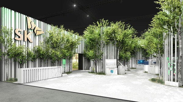 다음 달 1~5일 미국 라스베이거스에서 열리는 세계 최대 IT 제품 전시회 'CES 2022'에 마련되 SK그룹 전시관. /사진=SK그룹