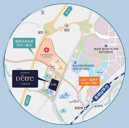 청약홈은 대방건설이 기장군 장안읍 좌천리 B3 블록에서 분양 중인 '부산장안 디에트르'의 사전청약이 14일 특별공급부터 시작된다고 밝혔다. (부산장안 디에트르 입지. 사진 대방건설)