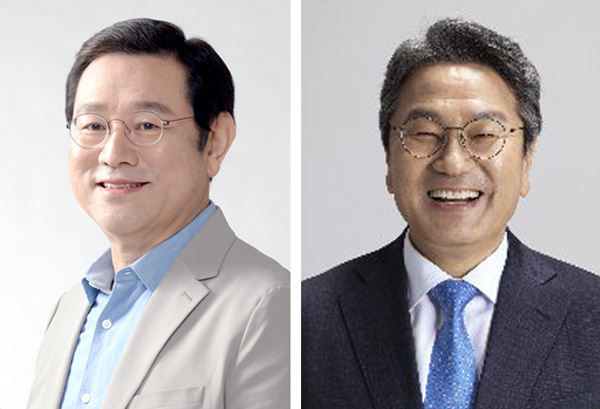 6·1 지방선거 광주광역시장 재선을 노리는 이용섭 예비후보(왼쪽)와, 이에 도전하는 강기정 예비후보(전 청와대 정무수석) 