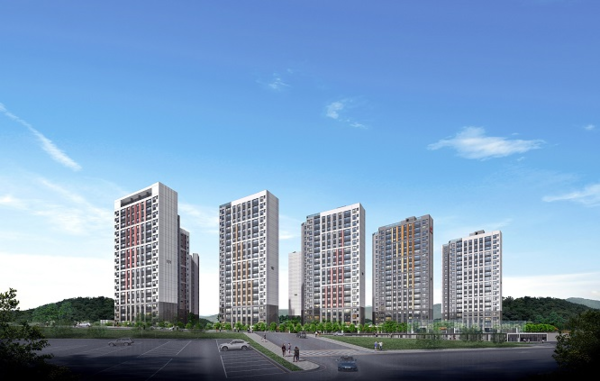 전라남도 영광군 영광읍 백학리에 들어설 예정인 '힐스테이트 영광' 아파트 단지 투시도. /사진=현대엔지니어링