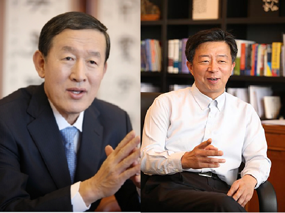 허창수 GS건설 회장(왼쪽)과 임병용 GS건설 부회장. /사진=GS건설