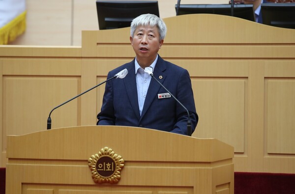 전라남도의회 박형대 의원이 29일 본회의 정례회에서 5분 자유발언을 하고 있다. (사진=전남도의회)