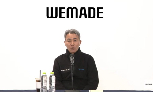 장현국 위메이드 대표가 25일 긴급 기자간담회를 열고 기자들의 질문에 답하고 있다. 위메이드 기자간담회 캡처