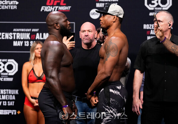 ▲UFC 파이트 나이트 메인 이벤트를 장식하는 자이르지뉴 로젠스트루이크(35∙수리남)와 자일톤 알메이다(31∙브라질)는 각각 265파운드, 231파운드로 계체를 통과했다. / 사진=UFC 