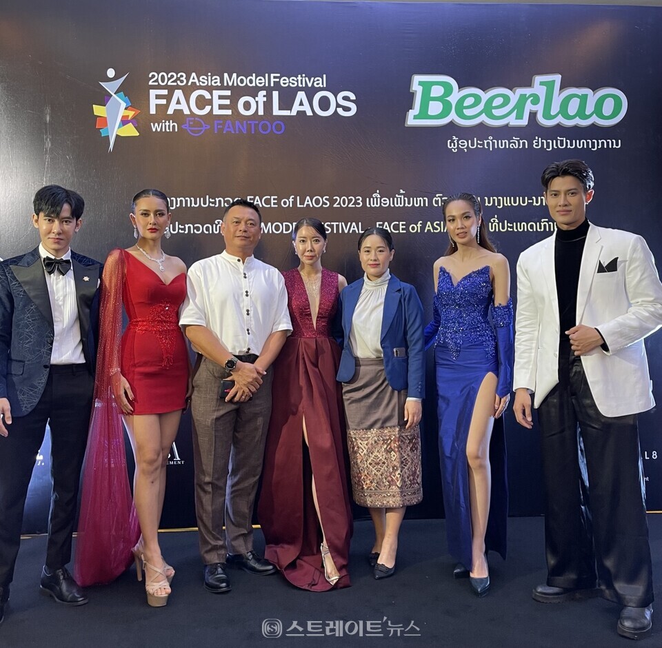 ▲(왼쪽부터) 심사위원 Alexson Sitthiso, Lattana Munvilay, Sulaphet Keovieng, 이상희 이사, Phatthanong Lasy, Khonvilay Mixay, Sanonh Maniphonh(2023 페이스 오브 라오스) / 사진=아시아모델페스티벌조직위원회