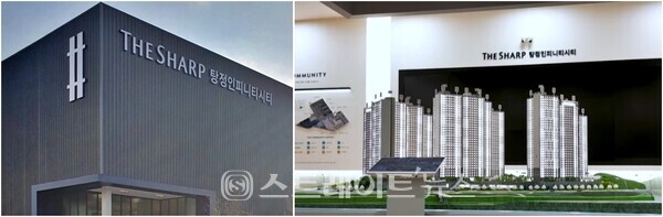 '더샵 탕정인피니티시티'의 모델하우스와 견본주택 내 모형 (사진 이준혁 기자)