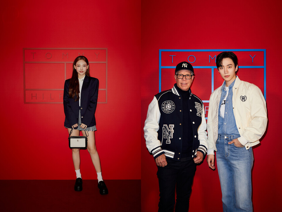 타미 진스 앰베서더 트와이스 나연(좌측 사진), 디자이너 타미 힐피거와 배우 이준호(우측). TommyHilfiger 제공