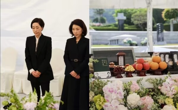 구지은 아워홈 부회장과 둘째 언니 구명진씨가 아버지 고(故) 구자학 회장 묘소를 찾았다. 구지은 부회장 SNS 캡처