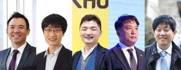 고(故) 김정주 넥슨 창업자(왼쪽부터), 이해진 네이버 GIO, 김범수 카카오 창업자, 김택진 엔씨소프트 대표, 이재웅 다음 창업자. 각 사 제공