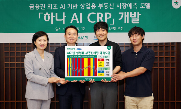 (왼쪽부터) 이은정 하나은행 WM본부 본부장, 김영훈 하나은행 자산관리그룹 부행장, 김우창 카이스트 교수 등 관계자들. 하나은행 제공.