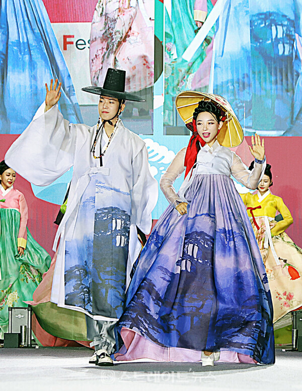 모델 박민재(왼쪽), 한빛단 설희주. 양용은 기자 taeji1368@naver.com