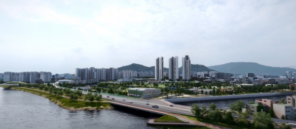 수영강이  한눈에 들어오는 SK에코플랜트의 '센텀파크 SK뷰' 원경 투시도 (SK에코플랜트 제공)