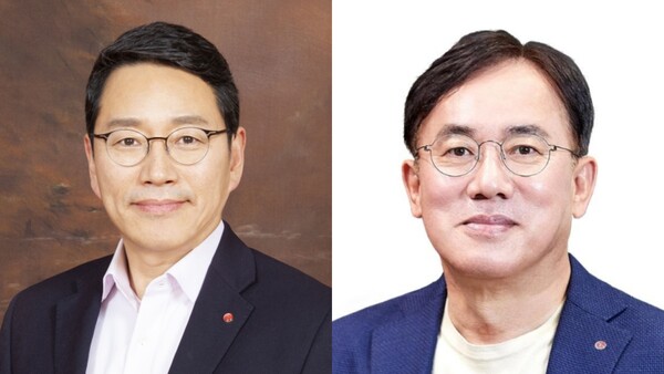 조주완 LG전자 대표이사(왼쪽)과 정철동 LG디스플레이 대표이사. 각 사 제공