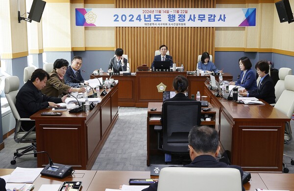 19일 박용준 대전 서구의회 도시건설위원회 위원장이 2024년도 4일차 행정사무감사를 실시하고 있다. 서구의회 제공.