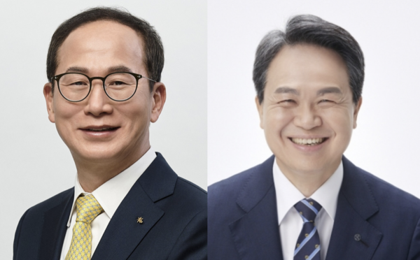 (왼쪽부터) 양종희 KB금융그룹 회장과 진옥동 신한금융지주 회장. 각사.