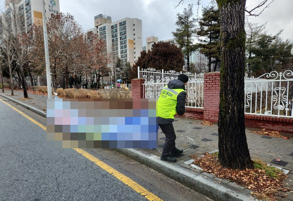 광주광역시 광산구가 불법현수막을 철거하고 있다. (사진=광주광역시 광산구)