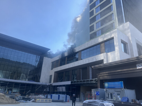 지난 14일 발생한 반얀트리 화재현장. 부산경찰청 제공