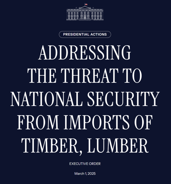                     목재 수입을 통한 국가 안보 위기 조사를 알린 백악관. 백악관 홈페이지 캡처.