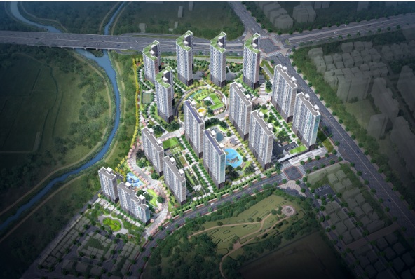 대우조선해양건설이 지난 2019년 착공한 지하 1층 지상 최고 27층 15개 동의 ‘평택 소사3지구 엘크루’ 단지. 대우조선해양건설 제공