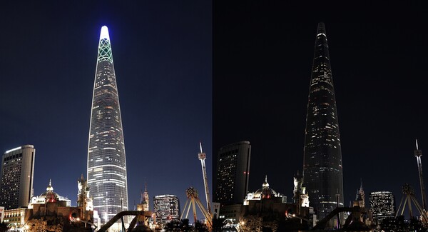 롯데월드타워가 WWF(세계자연기금)의 글로벌 소등 캠페인 '2025 어스아워(Earth Hour)'에 동참한다. 롯데물산 제공