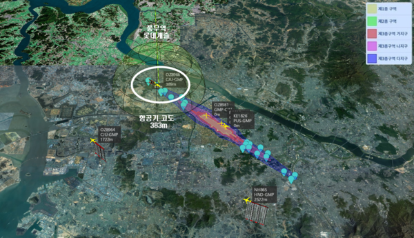 한국공항공사가 운용하는 ‘공항소음포털’의 소음지도. 롯데건설이 공급하는 ‘풍무역 롯데캐슬 시그니처’ 단지는 소음대책지역 중 ‘제3종구역 다 지구’에 속한다. 김태현 기자