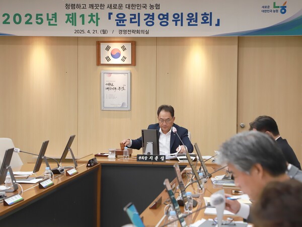 제1차 윤리경영위원회를 주재하는 지준섭 부회장. 농협중앙회 제공.