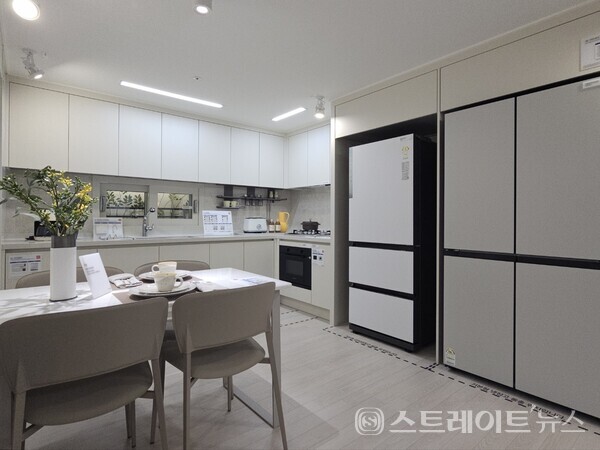 ◇ '원종 휴먼빌 클라츠' 견본주택 내 전용면적 46㎡형 모델룸의 주방. (사진=이준혁 기자)