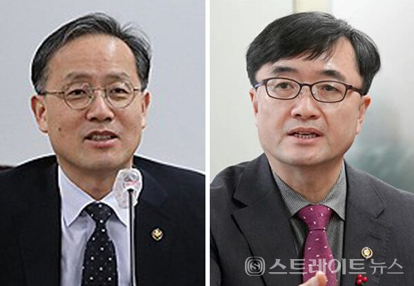 ​이재명 대통령은 10일 오후 기획재정부·외교부·산업통상자원부 차관급 인사를 발표했다. 왼쪽부터 새로 임명된 이형일 기획재정부 1차관, 임기근 기획재정부 2차관. 연합뉴스. 