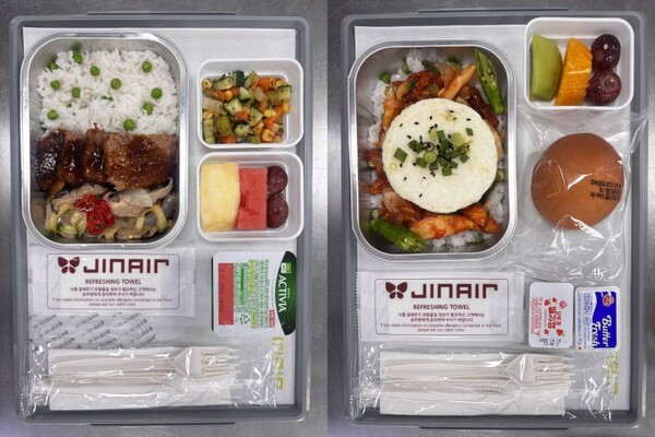 진에어에서 공급받고 있다고 밝힌 승무원 기내식. 진에어 제공