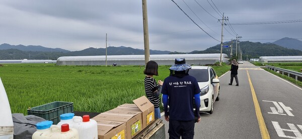 2024년 도곡면 친환경재배지 방제 현장.사진/화순군
