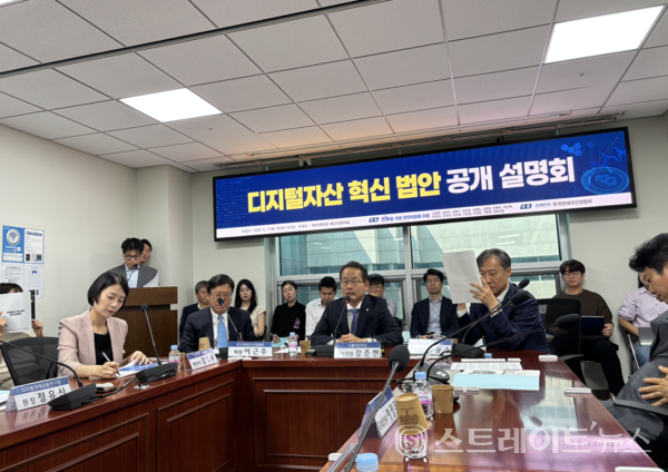 ‘디지털자산 혁신 법안 공개 설명회’에 참석한 국회 정무위원회 소속 더불어민주당 의원들.