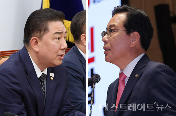 더불어민주당 김병기 원내대표(왼쪽)와 국민의힘 송언석 원내대표. 연합뉴스. 스트레이트뉴스 DB.
