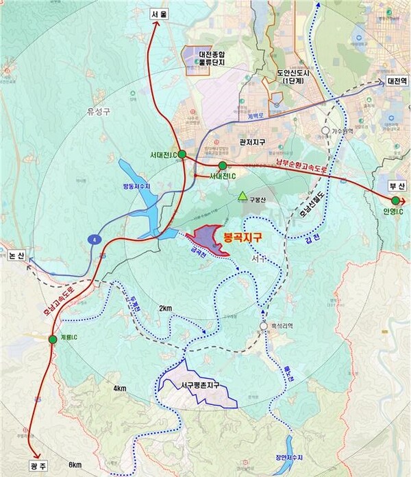 봉곡지구 산업단지 위치도. 대전도시공사 제공.