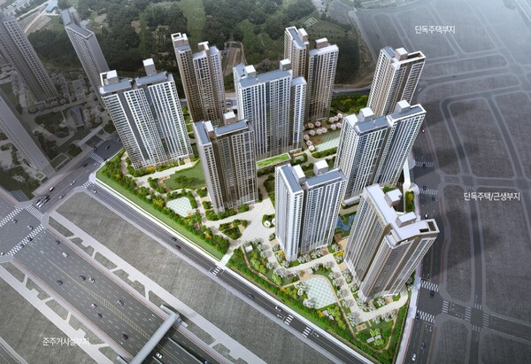 GS건설이 충남 아산시 탕정면 동산리 147-4번지(아산신도시 센트럴시티 도시개발사업지구 A2BL)에 공급하는 '아산탕정자이 센트럴시티 A2BL'의 조감도. GS건설 제공