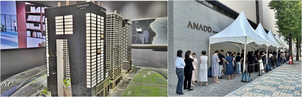 대구광역시 최고급 주상복합아파트인 '어나드 범어'의 모델하우스 내 모형과 견본주택 방문객.이 단지는 펜트하우스가 채당 57~60억 원의 역대급 최고가 아파트임에도 불구, 평균 8 대 1의 경쟁률로 1순위 내 마감했다고 청약홈은 밝혔다. @스트레이트뉴스