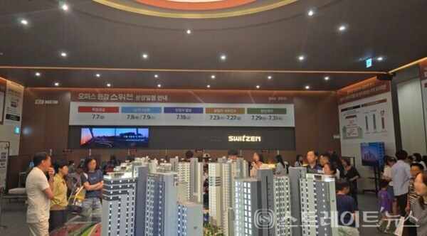 '오퍼스 한강 스위첸'은 한강신도시 이후 오랜만에 분양가상한제가 적용돼 주변 다른 민영에 비해 최고 1억원 이상 저렴하다. 김포 미래 먹거리 핵심축인 김포시네마폴리스 내 첫 공동주택으로 초품아(신설)에 알짜 중고층 동호수는 한강조망이 가능하다. 8일 청약홈은 이 단지 일반공급 1순위 결과, 706가구 모집에 1359명이 지원해 평균 1.92 대 1의 경쟁률을 기록했다고 밝혔다. 김태현 기자